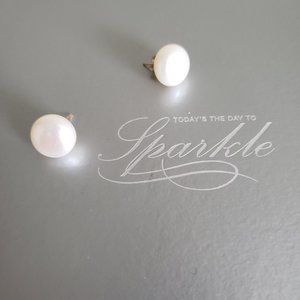 12MM Freshwater Pearl Button Stud Earrings (NWOT)